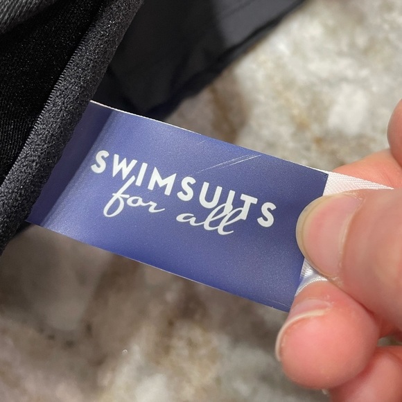 Swimsuits For All Black Twist Front Swim Dress Women's Plus Size 16 One Piece - Picture 2 of 8